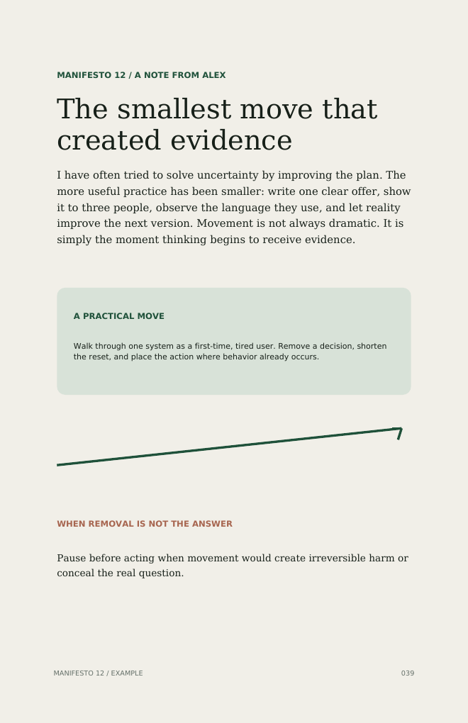 An interior page with a Clarity practice and a practical move